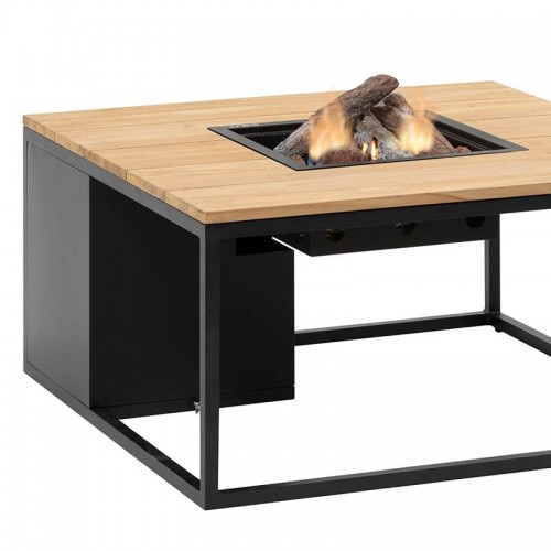 Comprar Mesa fuego de jardín cuadrada Cosiloft 100 negro y teka Butsir COSI0010 en Pepebar