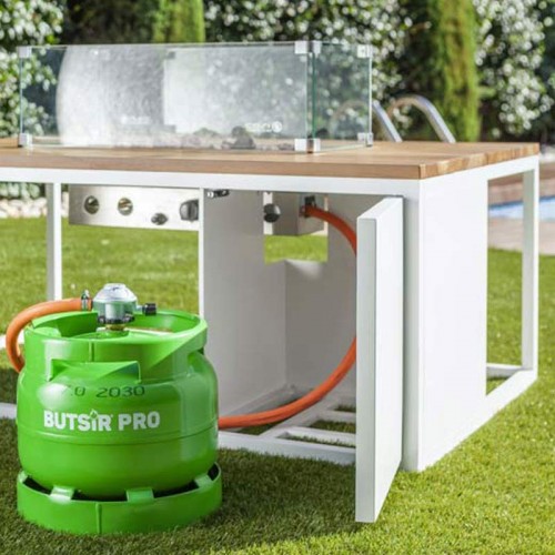 Comprar Mesa fuego de jardín cuadrada Cosiloft 100 blanco y teka Butsir COSI0009 en Pepebar