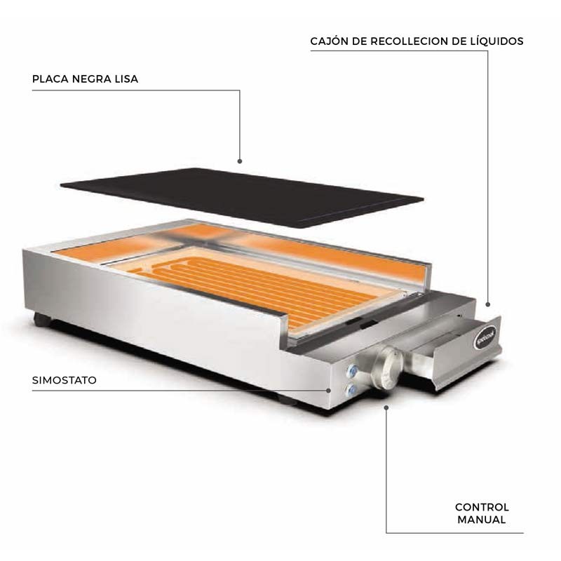 Comprar Plancha fry top SpidoCook individual con vitrocerámica lisa SP200 en Pepebar