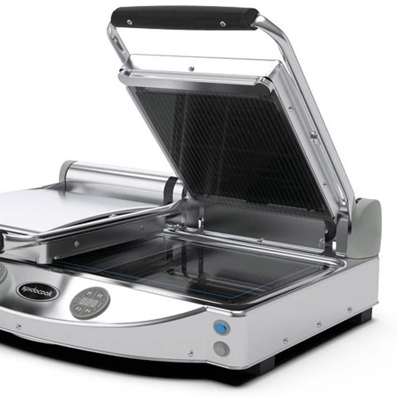 Comprar Plancha doble digital SpidoCook con vitrocerámica superior rayada SP020ER en Pepebar