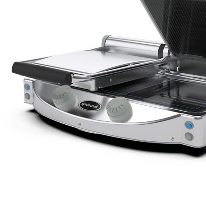 Comprar Plancha doble manual SpidoCook con vitrocerámica superior rayada SP020PR en Pepebar