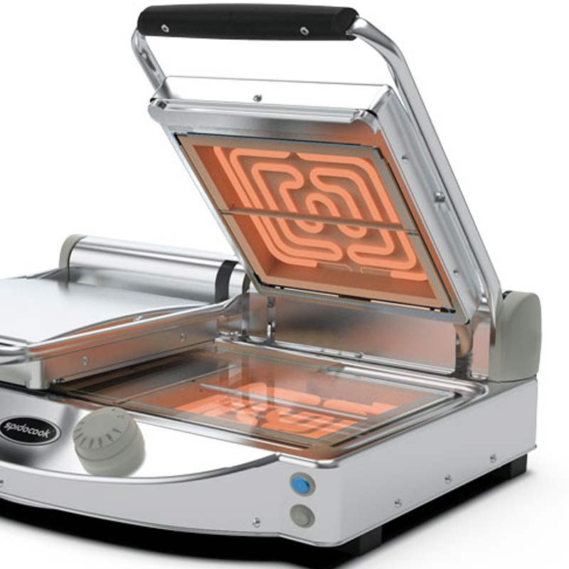 Comprar Plancha doble SpidoCook manual con vitrocerámica lisa transparente SP020PT en Pepebar