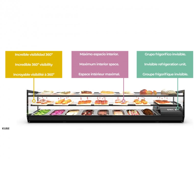 Vitrina refrigerada 3 pisos de exposición Cubetas GN 1/3 o Base lisa varias medidas VCKB Comprar Vitrina refrigerada 3 pisos de exposición Cubetas GN 1/3 o Base lisa varias medidas VCKB en Pepebar