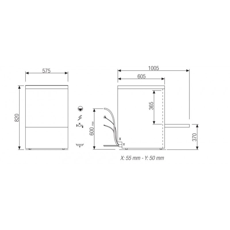 Lavavajillas industrial 50x50 bomba desagüe 1 cesta AMDH3650P Comprar Lavavajillas industrial 50x50 bomba desagüe 1 cesta AMDH3650P en Pepebar