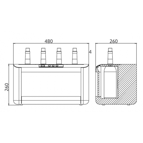 Comprar Vinoteca refrigeradora de barra horizontal 4 botellas OW004 en Pepebar