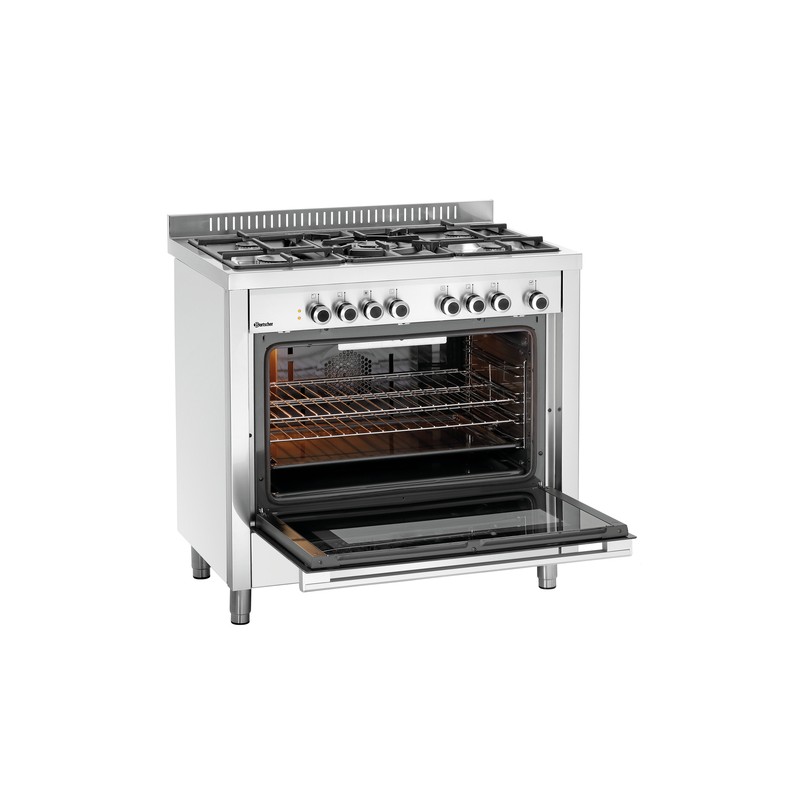 Comprar Cocina de gas industrial de 5 fuegos con horno eléctrico Bartscher 1519821 en Pepebar