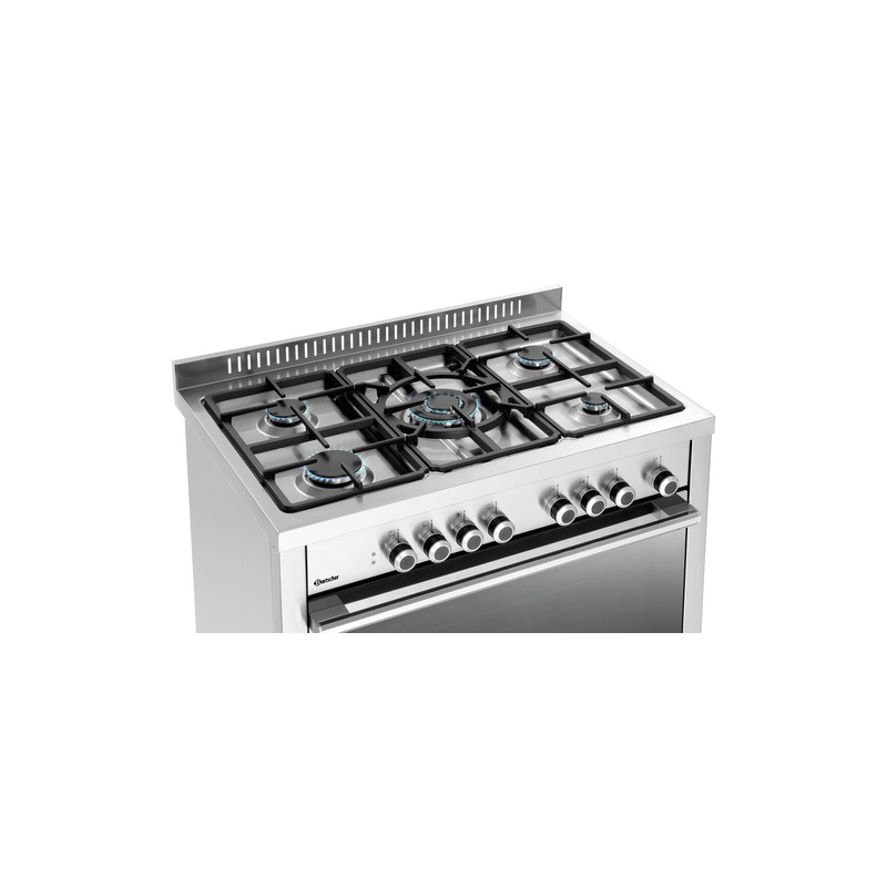 Comprar Cocina de gas industrial de 5 fuegos con horno eléctrico Bartscher 1519821 en Pepebar