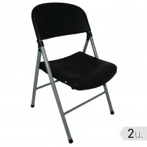Silla plegable de color negro para interior y exterior Bolero CE693 2 unidades