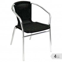 Silla para hostelería de mimbre y aluminio negra Bolero U507 4 unidades - Pepebar Silla para hostelería de mimbre y aluminio negra Bolero U507 4 unidades - Catálogo Sillas terraza