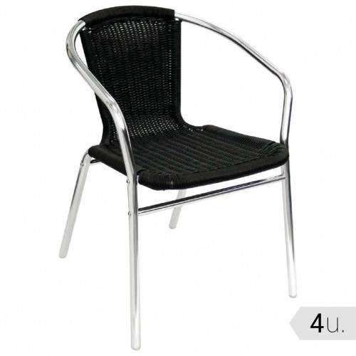 Comprar Silla para hostelería de mimbre y aluminio negra Bolero U507 4 unidades en Pepebar