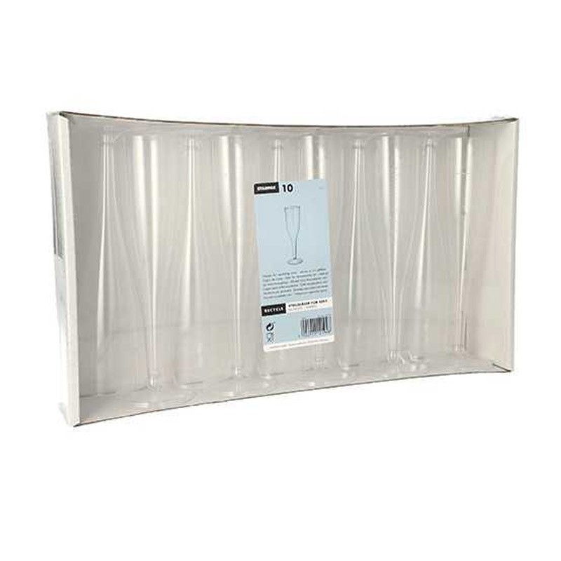 Comprar 10 copas de cava de plástico, 0,1 l diámetro 5,1 cm · 17 cm transparente 1-sola pieza en Pepebar