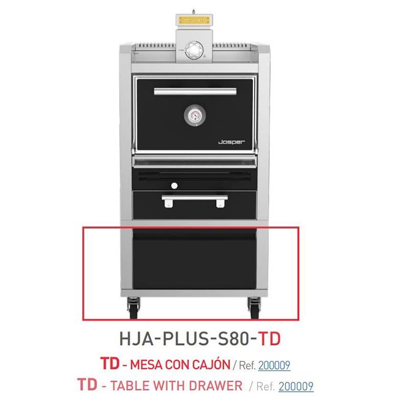 Comprar Horno brasa Josper 80 comensales Clase A con mesa y cajón HJA-PLUS-S80-TD en Pepebar