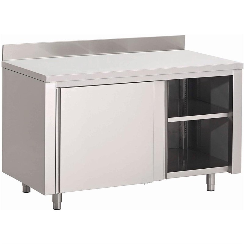 Comprar Mesa cocina de acero inoxidable Gastro-M puertas deslizantes y peto 2 metros GN162 en Pepebar