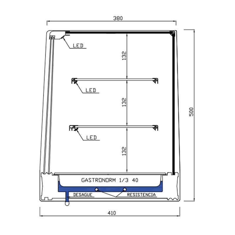 Comprar Vitrina de tapas calientes con cubetas GN 1/3 Varias medidas y opciones CA en Pepebar