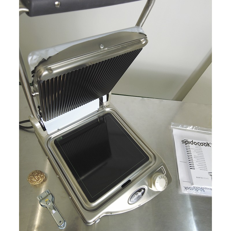 Comprar Plancha individual manual SpidoCook con vitrocerámica superior rayada SP010PR en Pepebar
