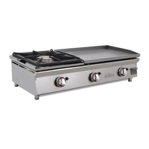 Comprar Plancha a gas con fogón placa acero rectificado 3 quemadores 100PGRFN en Pepebar