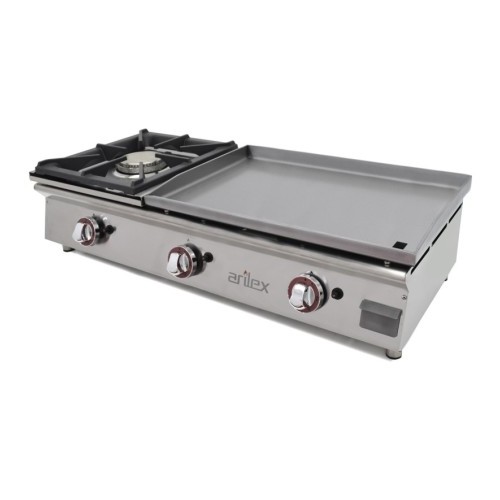 Comprar Plancha a gas con fogón placa acero rectificado 3 quemadores 100PGRFN en Pepebar