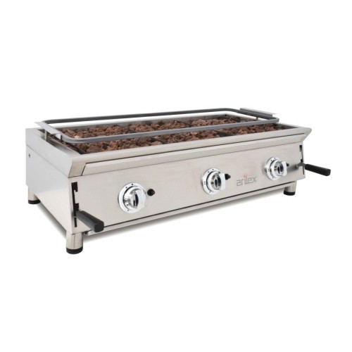Comprar Barbacoa a gas con piedra volcánica parrilla pavonada 1000mm 100BAR en Pepebar