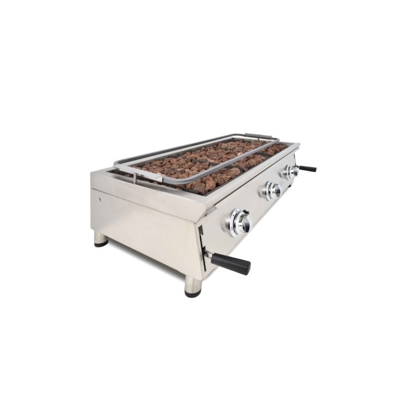 Comprar Barbacoa a gas con piedra volcánica parrilla pavonada 1000mm 100BAR en Pepebar