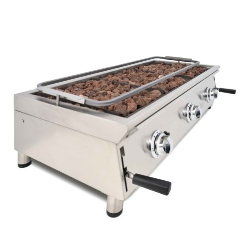 Comprar Barbacoa a gas con piedra volcánica parrilla pavonada 1000mm 100BAR en Pepebar
