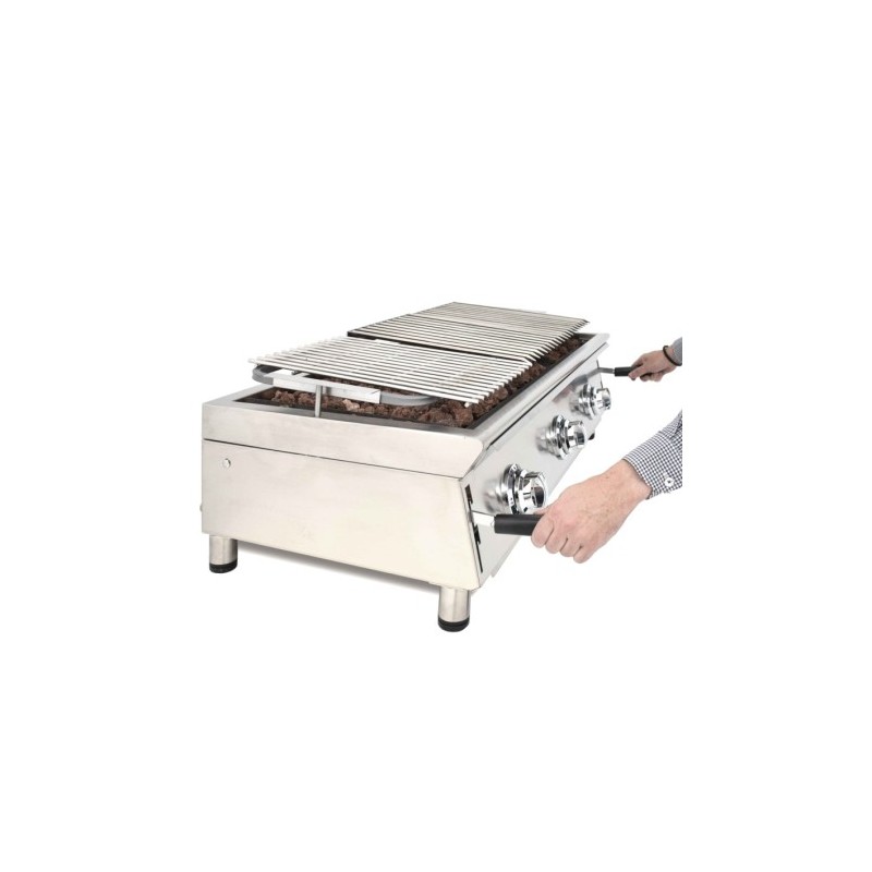 Comprar Barbacoa a gas con piedra volcánica parrilla pavonada 1000mm 100BAR en Pepebar