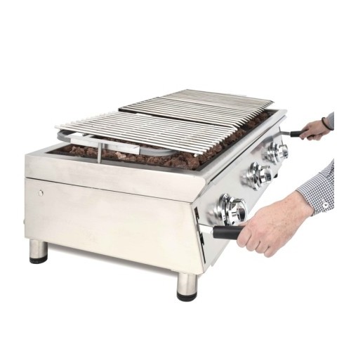 Comprar Barbacoa a gas con piedra volcánica parrilla pavonada 1000mm 100BAR en Pepebar