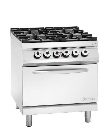 Comprar Cocina industrial 4 fogones con horno fondo 900mm Bartscher 2952271 en Pepebar