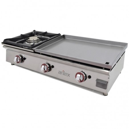 Comprar Plancha a gas con fogón placa acero laminado 3 quemadores 100PGLFN Arilex en Pepebar