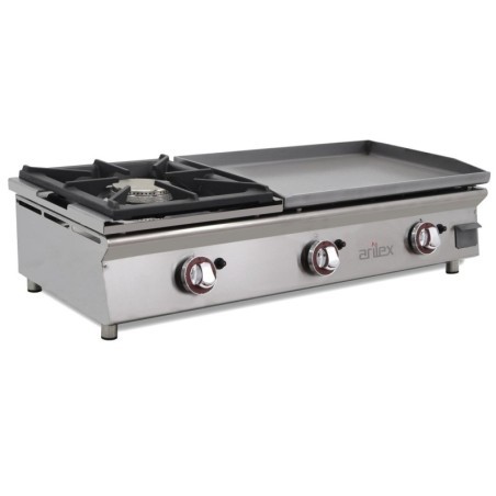 Comprar Plancha a gas con fogón placa acero laminado 3 quemadores 100PGLFN Arilex en Pepebar