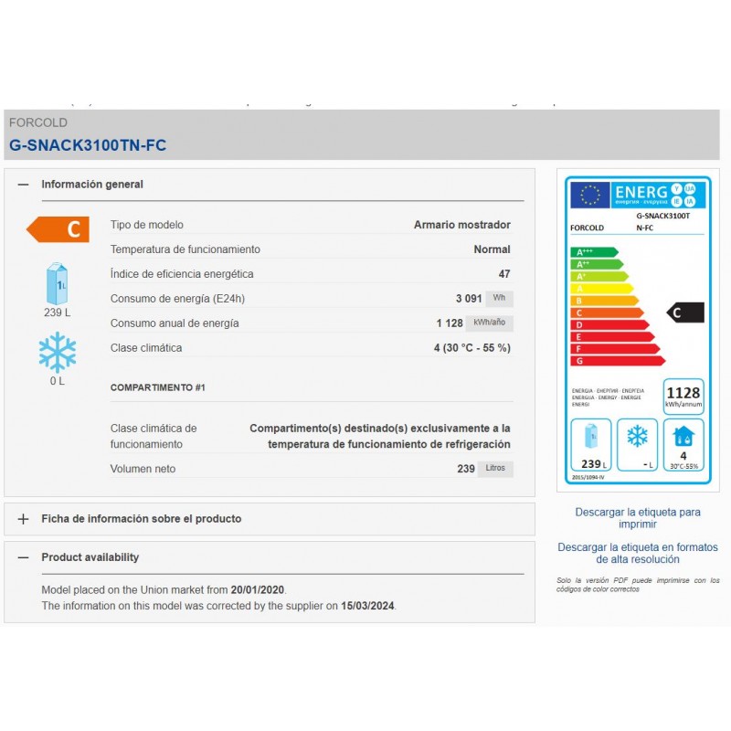 Comprar Mesa refrigerada gastronomía 3 puertas Forcold G-SNACK3100TN-FC en Pepebar