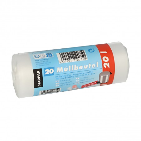 Comprar 20 Bolsa de basura con asa, HDPE 20 l 48 cm x 47 cm transparente 12075 en Pepebar