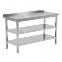 Mesa de acero inox fondo 500 Doble estante y peto. Varias medidas IDM520