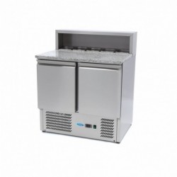 Mesa refrigerada de preparación 90 cm 2 puertas para 5 x 1/6 gn con tapa de acero inoxidable