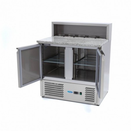 Comprar Mesa refrigerada de preparación 90 cm 2 puertas para 5 x 1/6 gn con tapa de acero inoxidable en Pepebar