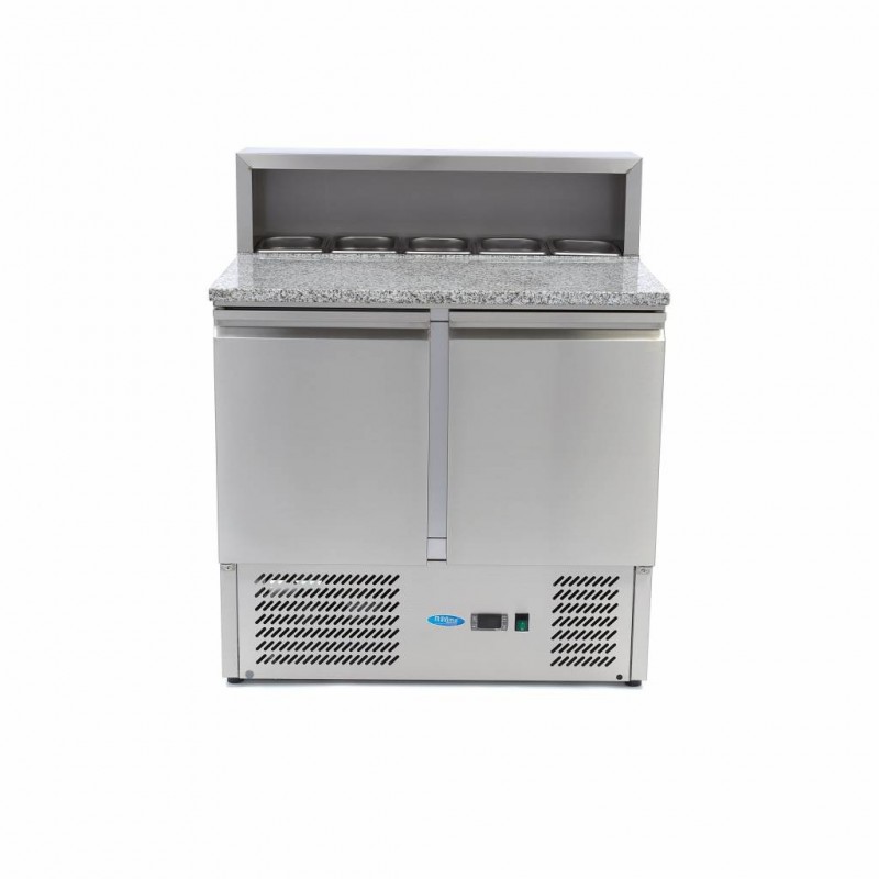Comprar Mesa refrigerada de preparación 90 cm 2 puertas para 5 x 1/6 gn con tapa de acero inoxidable en Pepebar