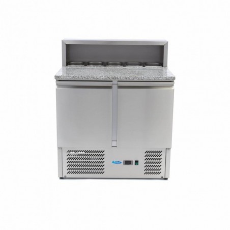 Comprar Mesa refrigerada de preparación 90 cm 2 puertas para 5 x 1/6 gn con tapa de acero inoxidable en Pepebar