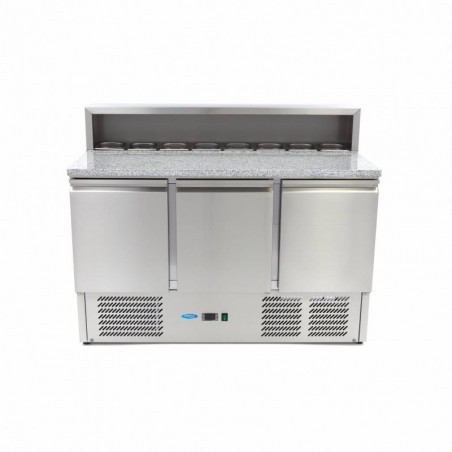 Comprar Mesa refrigerada de preparación 137 cm 3 puertas para 8 x 1/6 gn con tapa de acero inoxidable en Pepebar