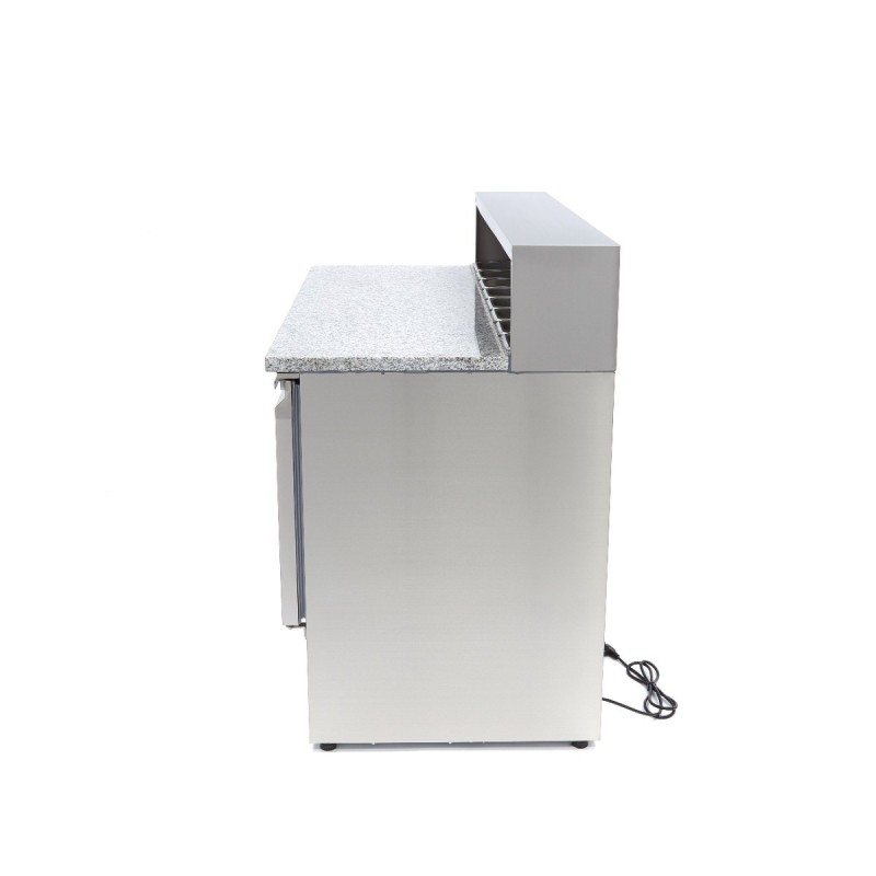 Comprar Mesa refrigerada de preparación 137 cm 3 puertas para 8 x 1/6 gn con tapa de acero inoxidable en Pepebar