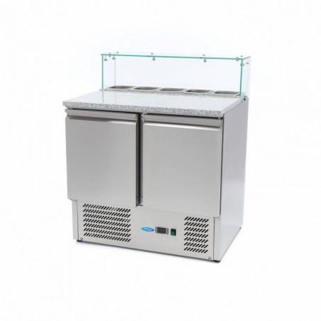 Comprar Mesa refrigerada de preparación 90 cm 2 puertas para 5 x 1/6 gn con tapa de cristal en Pepebar