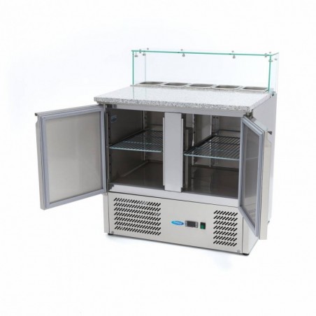 Comprar Mesa refrigerada de preparación 90 cm 2 puertas para 5 x 1/6 gn con tapa de cristal en Pepebar
