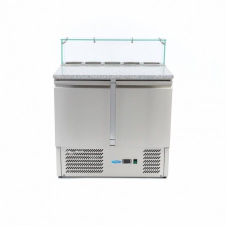 Comprar Mesa refrigerada de preparación 90 cm 2 puertas para 5 x 1/6 gn con tapa de cristal en Pepebar