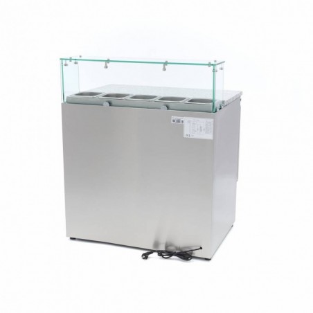 Comprar Mesa refrigerada de preparación 90 cm 2 puertas para 5 x 1/6 gn con tapa de cristal en Pepebar