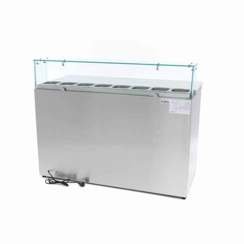 Comprar Mesa refrigerada de preparación 137 cm 3 puertas para 8 x 1/6 gn con tapa de cristal en Pepebar