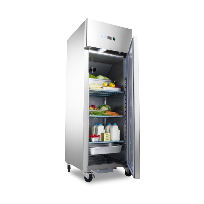Comprar Frigorífico 600 litros 3 estantes ajustables 2/1 gn con ruedas y estantes en Pepebar