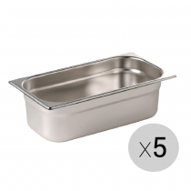 Kit de 5 cubetas gastronorm GN 1/4 100mm profundo S407 - Pepebar Kit de 5 cubetas gastronorm GN 1/4 100mm profundo S407