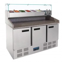 Mostrador de preparación ensaladas/pizzas 3 puertas Polar CN267 - Pepebar Mostrador de preparación ensaladas/pizzas 3 puertas Polar CN267 - Catálogo Bajo mostrador y mesas