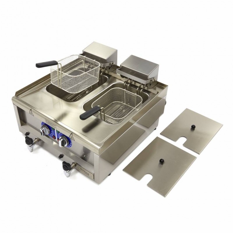 Comprar Freidora 2 cestas de 10 litros con grifo de vaciado en Pepebar