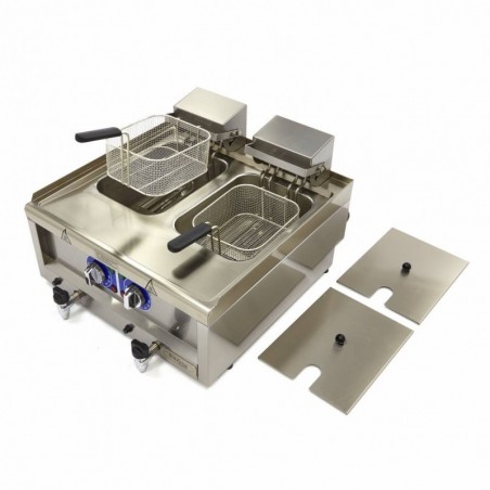 Comprar Freidora 2 cestas de 10 litros con grifo de vaciado en Pepebar
