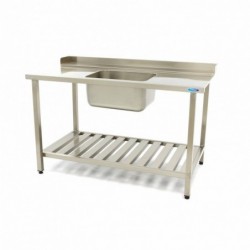 Mesa para lavavajillas 160 x 75 cm derecha con fregadero peto y estante