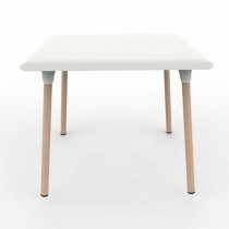 Mesa patas de madera 90x90 color blanco Wood New Flash WMNF